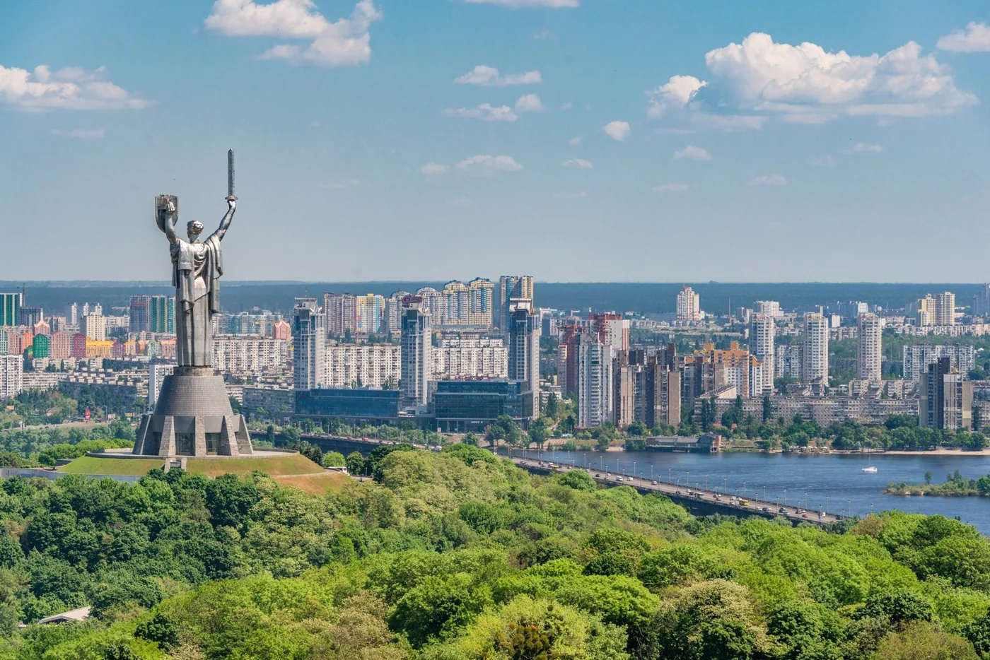 Kyiv skyline over the Dnipro