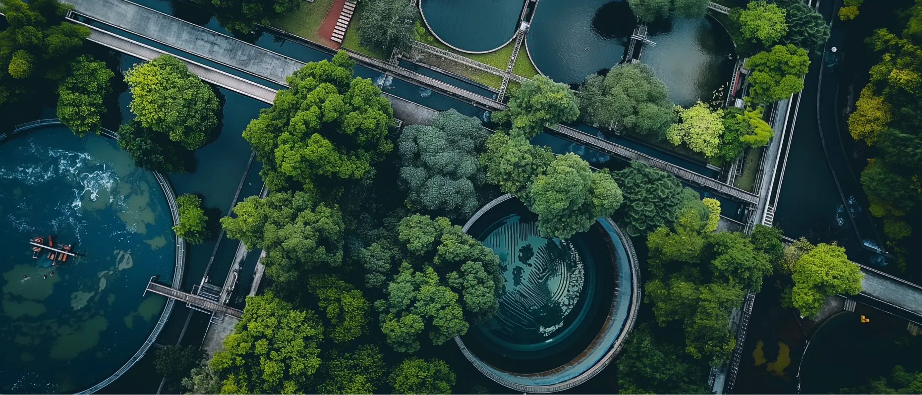 Aerial view of a wastewater treatment facility